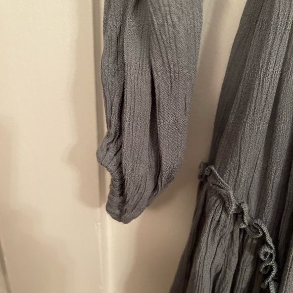 Free People Slate Blue Mini Boho Dress w/drop elastic waist - Picture 9 of 14